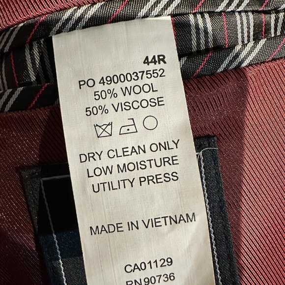 Izod red black and gray plaid sport coat jacket blazer wool blend 42R - Picture 7 of 7